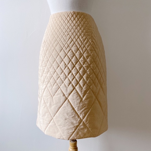 Postcard Tan Puffer Pencil Skirt with Back Zipper size M/8 RARE - Picture 4 of 10